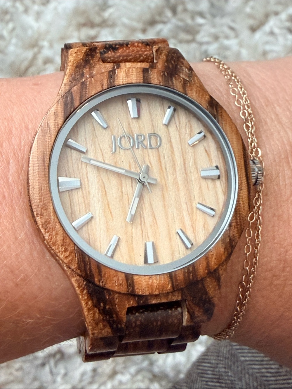 JORD Fieldcrest Zebrawood Champagne Watch 39mm NEW NOS Box Discontinued